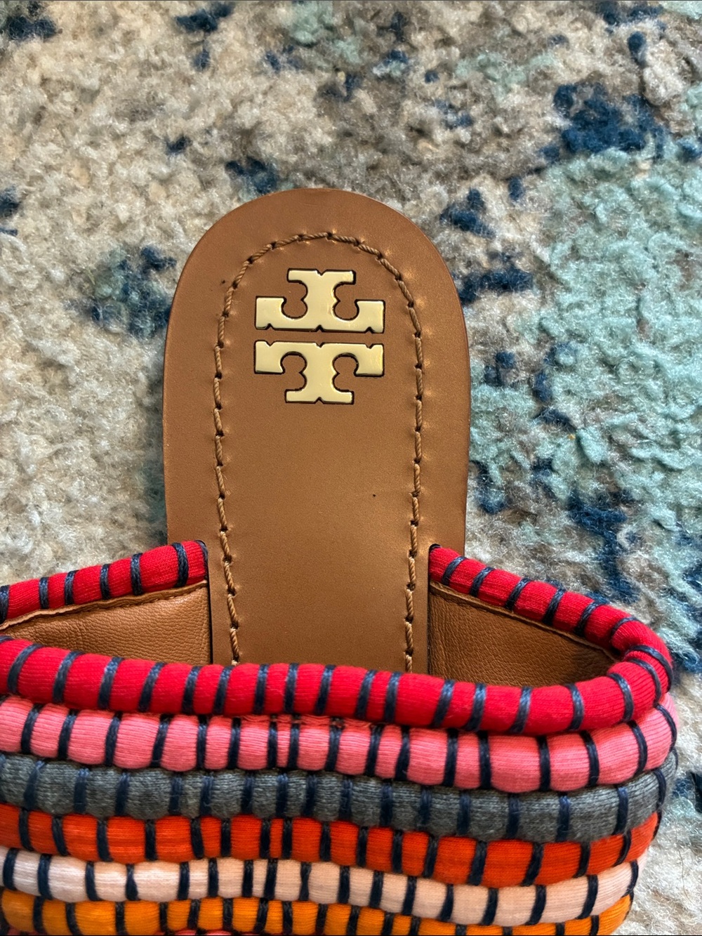 Tory Burch Multicolor Patos Multicolor Strap Tan Leather & Gold size 7 Sandals - Picture 2 of 8